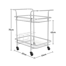 Load image into Gallery viewer, 2 Tiers Drinks Trolley With Bottle Holder Bar Wine Glass Shelf Storage Rack