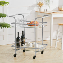 Load image into Gallery viewer, 2 Tiers Drinks Trolley With Bottle Holder Bar Wine Glass Shelf Storage Rack