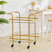 Load image into Gallery viewer, 2 Tiers Drinks Trolley With Bottle Holder Bar Wine Glass Shelf Storage Rack