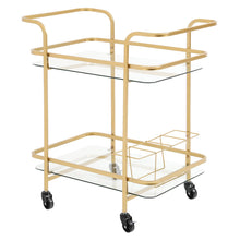 Load image into Gallery viewer, 2 Tiers Drinks Trolley With Bottle Holder Bar Wine Glass Shelf Storage Rack