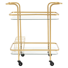 Load image into Gallery viewer, 2 Tiers Drinks Trolley With Bottle Holder Bar Wine Glass Shelf Storage Rack