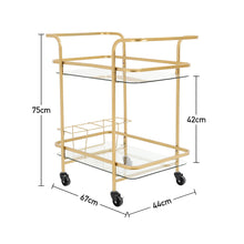 Load image into Gallery viewer, 2 Tiers Drinks Trolley With Bottle Holder Bar Wine Glass Shelf Storage Rack