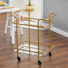 Load image into Gallery viewer, 2 Tiers Drinks Trolley With Bottle Holder Bar Wine Glass Shelf Storage Rack