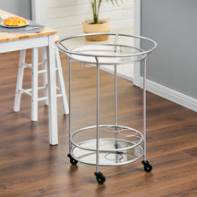Load image into Gallery viewer, Silver Mirror Drinks Kitchen Trolley Serving Bar Cart on Lockable Wheels