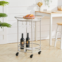 Load image into Gallery viewer, Silver Mirror Drinks Kitchen Trolley Serving Bar Cart on Lockable Wheels