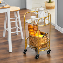 Load image into Gallery viewer, Bar Cart Kitchen Drinks Trolley 2 Tier Round Gold/Silver