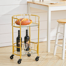 Load image into Gallery viewer, Bar Cart Kitchen Drinks Trolley 2 Tier Round Gold/Silver
