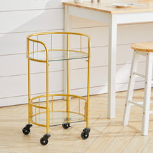 Load image into Gallery viewer, Bar Cart Kitchen Drinks Trolley 2 Tier Round Gold/Silver