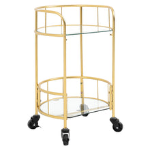 Load image into Gallery viewer, Bar Cart Kitchen Drinks Trolley 2 Tier Round Gold/Silver