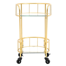 Load image into Gallery viewer, Bar Cart Kitchen Drinks Trolley 2 Tier Round Gold/Silver