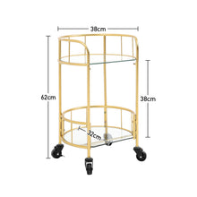 Load image into Gallery viewer, Bar Cart Kitchen Drinks Trolley 2 Tier Round Gold/Silver