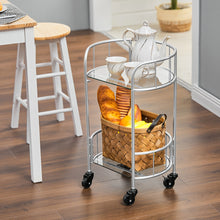 Load image into Gallery viewer, Bar Cart Kitchen Drinks Trolley 2 Tier Round Gold/Silver