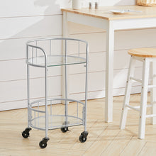Load image into Gallery viewer, Bar Cart Kitchen Drinks Trolley 2 Tier Round Gold/Silver