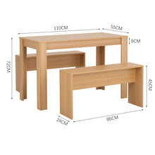Load image into Gallery viewer, Wooden Kitchen Furniture 6 Seater Dinning Table 2 Chair Bench Set Living Room