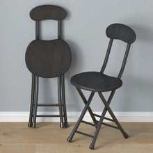 Load image into Gallery viewer, Small Dining Chair Foldable Wood Metal Kitchen Dinner Seat Space Saving