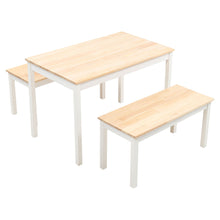 Load image into Gallery viewer, Wooden Dining Table and 2 Benches 4 Seat Set Kitchen Home