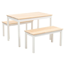 Load image into Gallery viewer, Wooden Dining Table and 2 Benches 4 Seat Set Kitchen Home