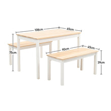 Load image into Gallery viewer, Wooden Dining Table and 2 Benches 4 Seat Set Kitchen Home