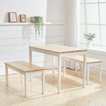 Load image into Gallery viewer, Wooden Dining Table and 2 Benches 4 Seat Set Kitchen Home