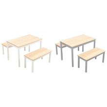 Load image into Gallery viewer, Wooden Dining Table and 2 Benches 4 Seat Set Kitchen Home