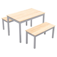 Load image into Gallery viewer, Wooden Dining Table and 2 Benches 4 Seat Set Kitchen Home