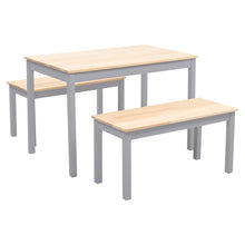 Load image into Gallery viewer, Wooden Dining Table and 2 Benches 4 Seat Set Kitchen Home