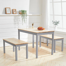 Load image into Gallery viewer, Wooden Dining Table and 2 Benches 4 Seat Set Kitchen Home