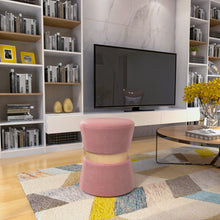 Load image into Gallery viewer, Velvet Round Pouffe Seat Foot Stool