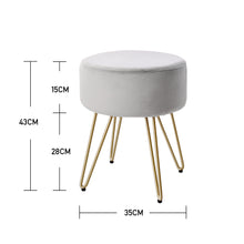 Load image into Gallery viewer, Soft Velvet Round Dressing Table Stool with Wire Legs
