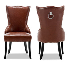 Load image into Gallery viewer, Faux Leather Studded Dining Chair, Reddish brown