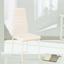 Load image into Gallery viewer, Set of 6 PU Leather Padded Seat Metal Legs Dining Chair Beige