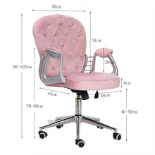 Load image into Gallery viewer, Buttoned Swivel Gas Lift Office Chair with Chrome Feet - Pink Velvet