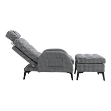 Load image into Gallery viewer, Livingandhome Adjustable Houndstooth Recliner Chair with Footstool