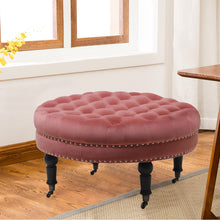 Load image into Gallery viewer, 85CM Buttoned Footstool with 4 Casters