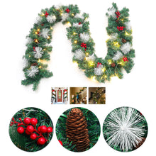 Load image into Gallery viewer, 9ft/2.7m Christmas Garland Decoration with LED Light Door Wreath Xmas