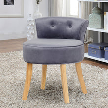 Load image into Gallery viewer, Vintage Velvet Dressing Table Stool with Wooden Legs