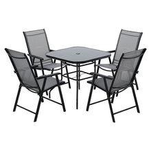 Load image into Gallery viewer, Garden Round Table With Umbrella Hole With 4 Chairs