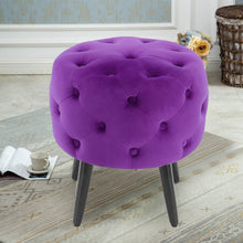 Load image into Gallery viewer, Round Velvet Buttoned Footstool