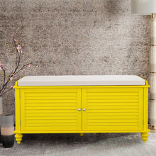 Load image into Gallery viewer, Window Bench Shoes Cabinet Storage Rack with Seat Cushion, Yellow