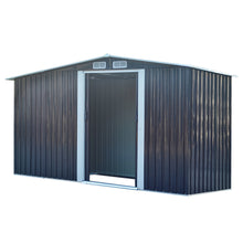 Load image into Gallery viewer, 8ft x 4ft Grey Garden Metal Storage Shed With Log Wood Store Room Space