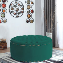 Load image into Gallery viewer, Round Frosted Velvet Ottoman Footstool