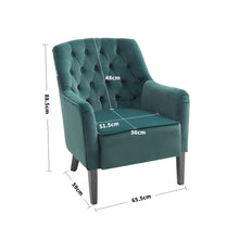 Load image into Gallery viewer, Livingandhome Vintage Velvet Upholstered Wing back Armchair with Buttoned Back