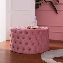 Load image into Gallery viewer, Frosted Velvet Buttoned Footstool