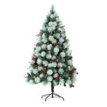 Load image into Gallery viewer, Livingandhome Artificial Green Flocked Full Christmas Tree with Stand 1.8m, PM1244