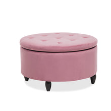 Load image into Gallery viewer, 80CM Round Velvet Storage Footstool, Pink
