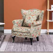 Load image into Gallery viewer, Floral Wingback Armchair With Cushion