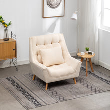 Load image into Gallery viewer, Chenille Lounge Armchair And Footstool, Beige