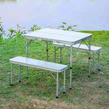 Load image into Gallery viewer, Set of 3 Outdoor Picnic Camping Folding Table And 2pcs Benches Set