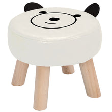 Load image into Gallery viewer, PU Leather Footstool Cartoon Pattern Round Pouffe Children Seat