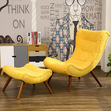 Load image into Gallery viewer, Livingandhome Upholstered Faux Wool Arched Armless Accent Chair with Footstool